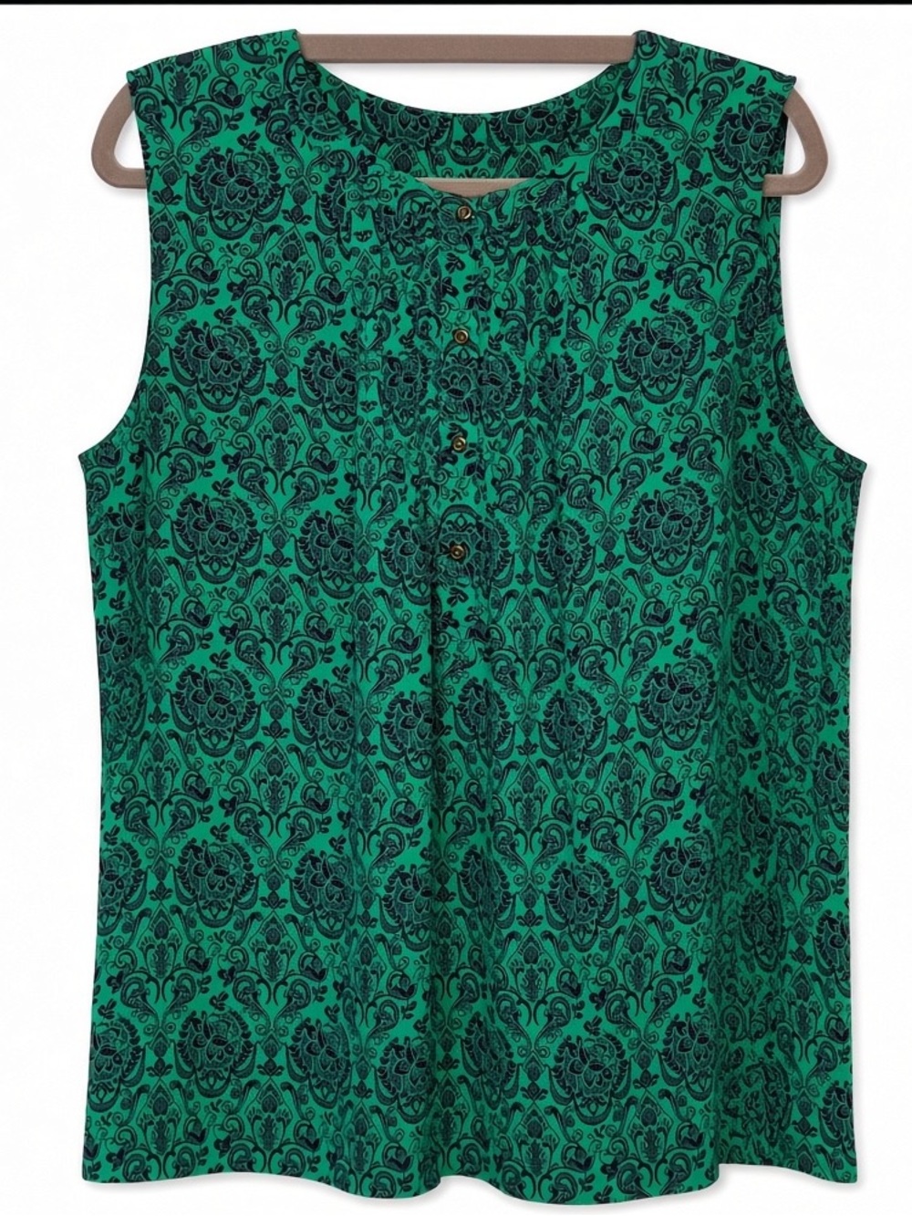 Banana Republic Sz XL Green Black Sleeveless Printed Camisole | EUC
